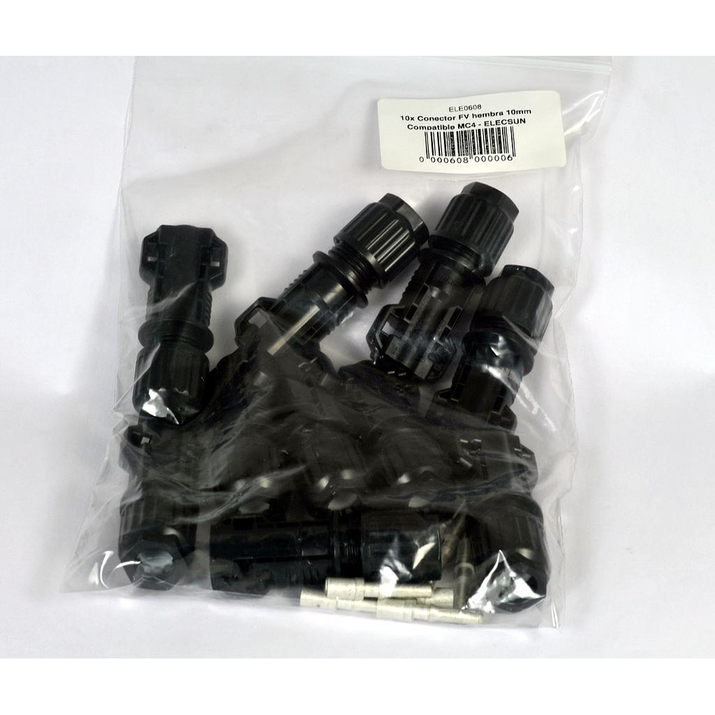 [ELE622] 10x Ud. Conectores FV  macho 6-10mm | 1000V | mismo diametro que MC4 LC1010 - ELECSUN